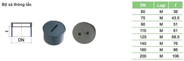 Bịt Xã Thông Tắc UPVC DN 110