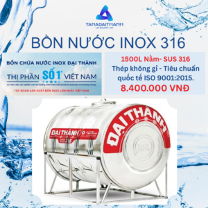 Bồn Nước Inox 316 Đại Thành Nằm 1500L