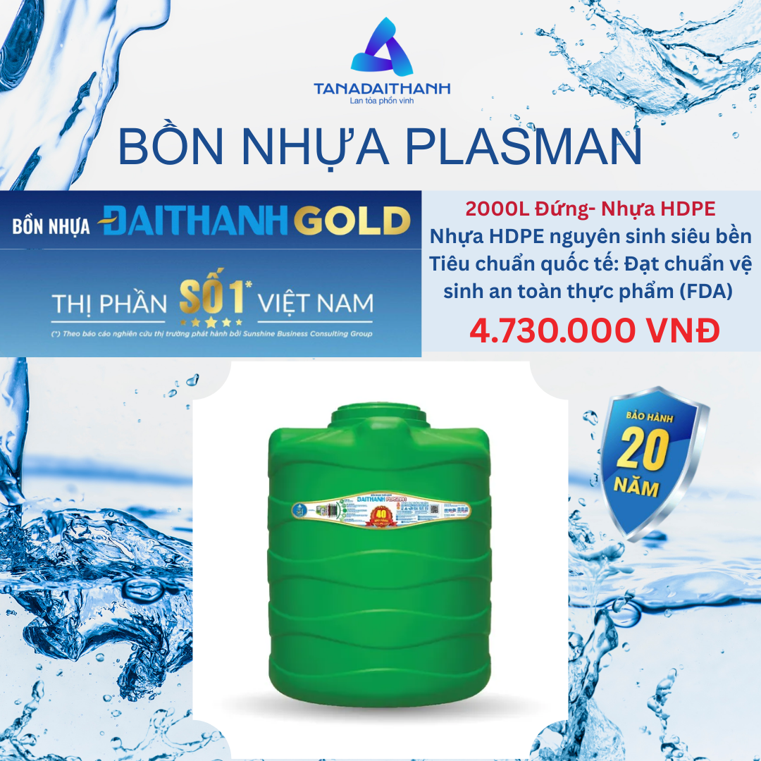 bon-nuoc-nhua-dung-plasman-xanh-la-dai-thanh-2000l
