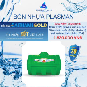 Bồn Nước Nhựa Nằm Plasman Xanh Lá Đại Thành 500L